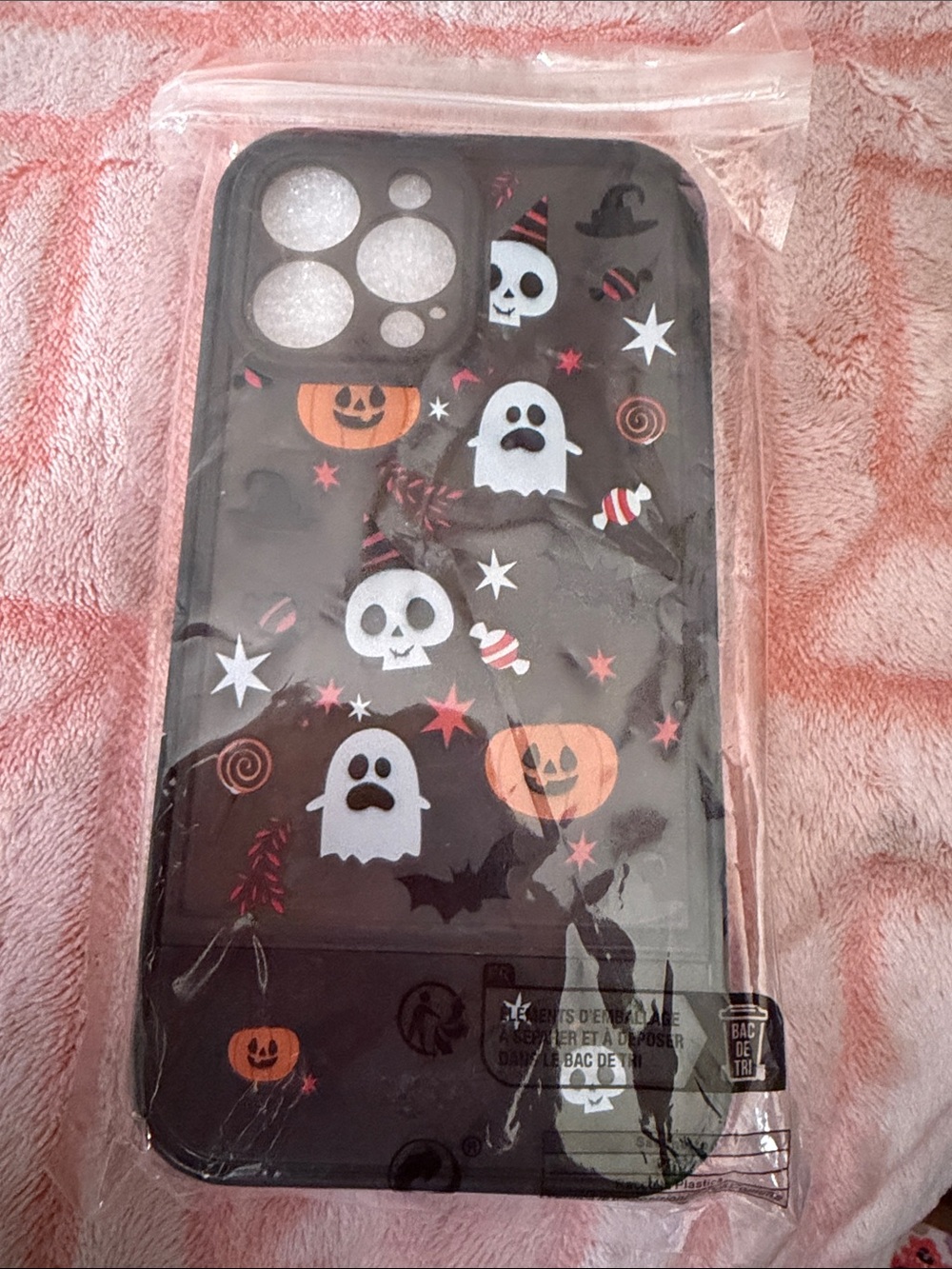 Halloween Ghost & Pumpkin Black Phone Case - Unbranded